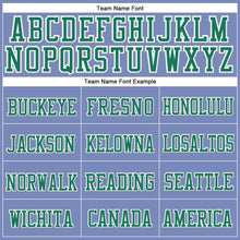 Load image into Gallery viewer, Custom Light Blue Kelly Green-White Stitched Cuffed Knit Hat