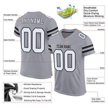Load image into Gallery viewer, Custom Light Gray White-Black Mesh Authentic Football Jersey
