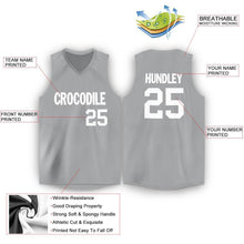 Load image into Gallery viewer, Custom Silver Gray White V-Neck Basketball Jersey