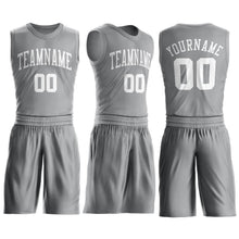 Load image into Gallery viewer, Custom Silver Gray White Round Neck Suit Basketball Jersey