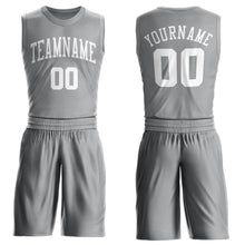 Load image into Gallery viewer, Custom Silver Gray White Round Neck Suit Basketball Jersey