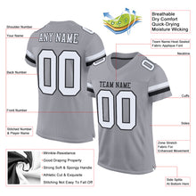Load image into Gallery viewer, Custom Light Gray White-Black Mesh Authentic Football Jersey