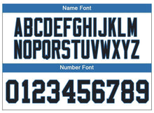 Load image into Gallery viewer, Custom Lights Out Black Powder Blue-Gold Football Jersey