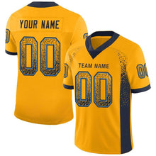 Load image into Gallery viewer, Custom Gold Navy-Powder Blue Mesh Drift Fashion Football Jersey