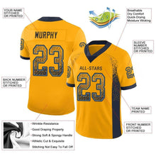 Load image into Gallery viewer, Custom Gold Navy-Powder Blue Mesh Drift Fashion Football Jersey