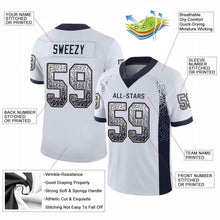 Load image into Gallery viewer, Custom White Navy-Old Gold Mesh Drift Fashion Football Jersey