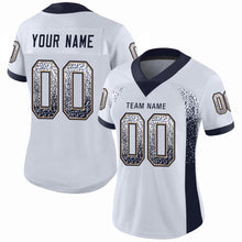 Load image into Gallery viewer, Custom White Navy-Old Gold Mesh Drift Fashion Football Jersey