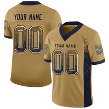 Load image into Gallery viewer, Custom Old Gold Navy-White Mesh Drift Fashion Football Jersey