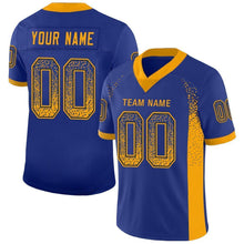Load image into Gallery viewer, Custom Royal Gold-Navy Mesh Drift Fashion Football Jersey