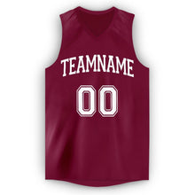 Load image into Gallery viewer, Custom Maroon White V-Neck Basketball Jersey