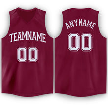 Load image into Gallery viewer, Custom Maroon White V-Neck Basketball Jersey