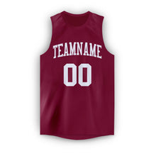 Load image into Gallery viewer, Custom Maroon White Round Neck Basketball Jersey