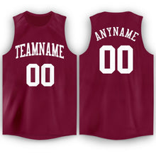Load image into Gallery viewer, Custom Maroon White Round Neck Basketball Jersey