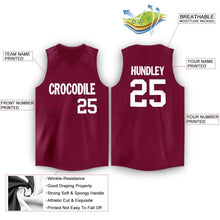 Load image into Gallery viewer, Custom Maroon White V-Neck Basketball Jersey