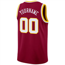 Load image into Gallery viewer, Custom Maroon White-Gold Round Neck Rib-Knit Basketball Jersey