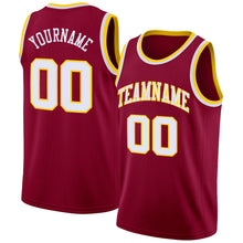 Load image into Gallery viewer, Custom Maroon White-Gold Round Neck Rib-Knit Basketball Jersey