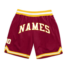 Load image into Gallery viewer, Custom Maroon White-Gold Authentic Throwback Basketball Shorts