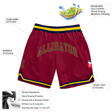 Load image into Gallery viewer, Custom Maroon Navy-Gold Authentic Throwback Basketball Shorts