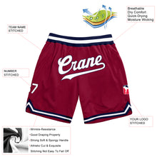 Load image into Gallery viewer, Custom Maroon White-Navy Authentic Throwback Basketball Shorts