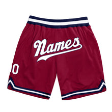 Load image into Gallery viewer, Custom Maroon White-Navy Authentic Throwback Basketball Shorts