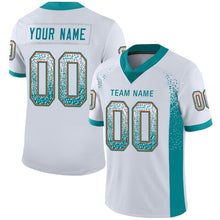 Load image into Gallery viewer, Custom White Aqua-Orange Mesh Drift Fashion Football Jersey