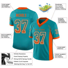 Load image into Gallery viewer, Custom Aqua Orange-White Mesh Drift Fashion Football Jersey
