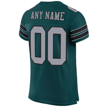 Load image into Gallery viewer, Custom Midnight Green Light Gray-Black Mesh Authentic Football Jersey