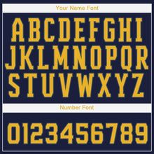 Load image into Gallery viewer, Custom Navy Gold Baseball Jersey