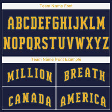 Load image into Gallery viewer, Custom Navy Gold Baseball Jersey