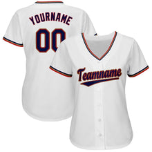 Load image into Gallery viewer, Custom White Navy-Red Baseball Jersey