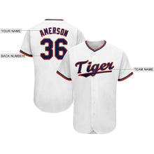 Load image into Gallery viewer, Custom White Navy-Red Baseball Jersey