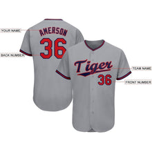 Load image into Gallery viewer, Custom Gray Red-Navy Baseball Jersey