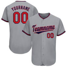 Load image into Gallery viewer, Custom Gray Red-Navy Baseball Jersey
