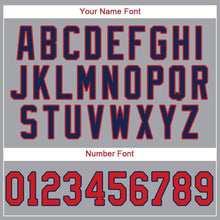 Load image into Gallery viewer, Custom Gray Red-Navy Baseball Jersey