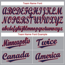 Load image into Gallery viewer, Custom Gray Red-Navy Baseball Jersey