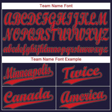 Load image into Gallery viewer, Custom Navy Red-Old Gold Baseball Jersey