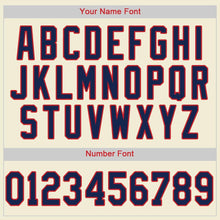 Load image into Gallery viewer, Custom Cream Navy Strip Navy-Red Baseball Jersey
