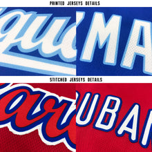 Load image into Gallery viewer, Custom Light Blue Red-Navy Baseball Jersey