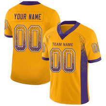 Load image into Gallery viewer, Custom Gold Purple-White Mesh Drift Fashion Football Jersey