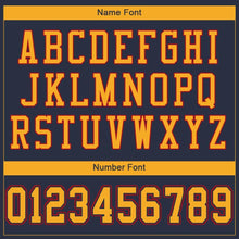 Load image into Gallery viewer, Custom Navy Gold-Red Mesh Authentic Football Jersey