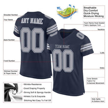 Load image into Gallery viewer, Custom Navy Gray-White Mesh Authentic Football Jersey