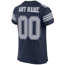 Load image into Gallery viewer, Custom Navy Gray-White Mesh Authentic Football Jersey