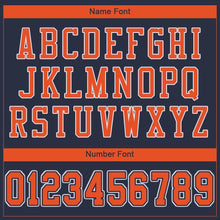 Load image into Gallery viewer, Custom Navy Orange-White Mesh Authentic Football Jersey