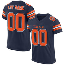 Load image into Gallery viewer, Custom Navy Orange-White Mesh Authentic Football Jersey