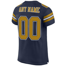 Load image into Gallery viewer, Custom Navy Old Gold-White Mesh Authentic Football Jersey