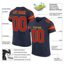 Load image into Gallery viewer, Custom Navy Scarlet-Gold Mesh Authentic Football Jersey