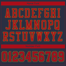 Load image into Gallery viewer, Custom Navy Red-Old Gold Mesh Authentic Football Jersey