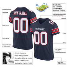 Load image into Gallery viewer, Custom Navy White-Red Mesh Authentic Football Jersey