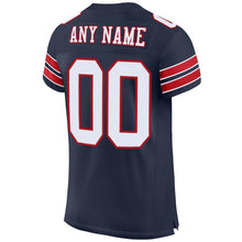 Load image into Gallery viewer, Custom Navy White-Red Mesh Authentic Football Jersey