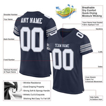 Load image into Gallery viewer, Custom Navy White-Light Gray Mesh Authentic Football Jersey